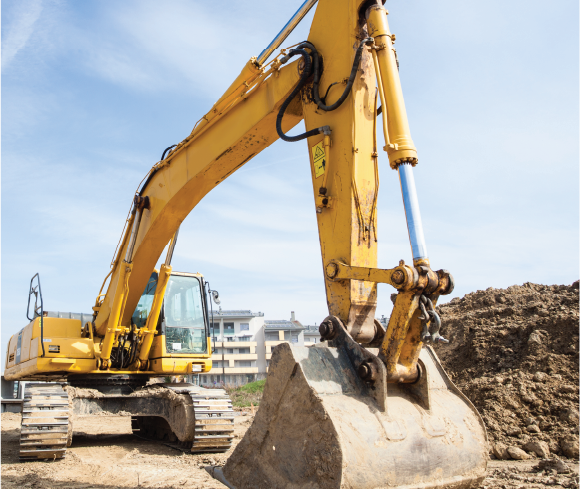 construction excavator with bucket scoop
